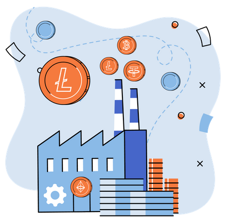 Online Cryptocurrency mining Illustration