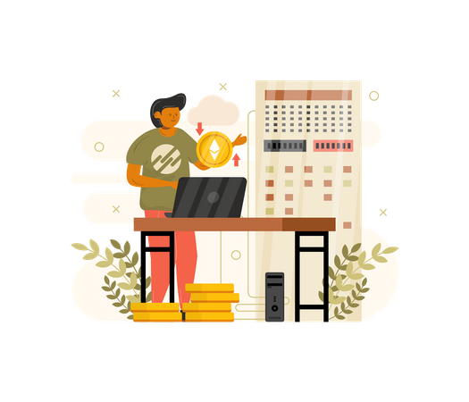 Online cryptocurrency trading Illustration