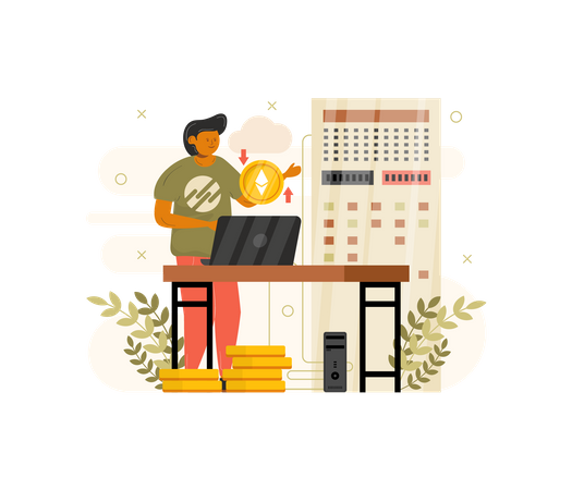 Online cryptocurrency trading  Illustration