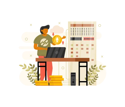 Online cryptocurrency trading  Illustration