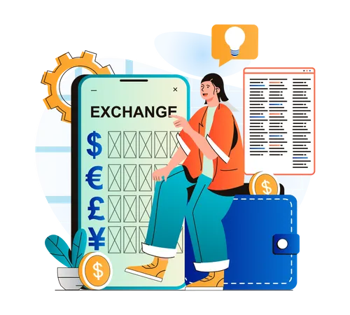 Online currency exchange Illustration