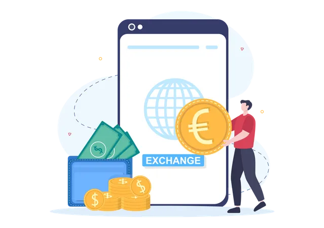 Online Currency Exchange Illustration