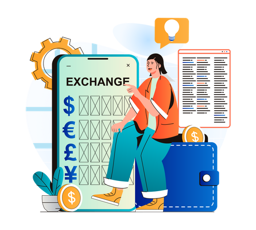 Online currency exchange  Illustration