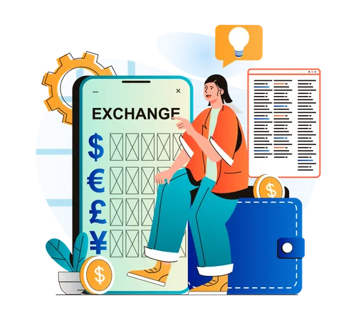 Online currency exchange  Illustration