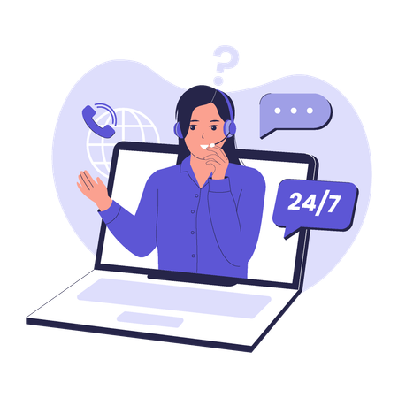 Online Customer Support 24/7  Illustration