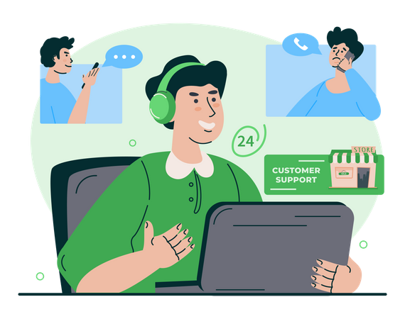 Online customer support Illustration