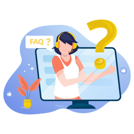 Online customer support with FAQ Illustration