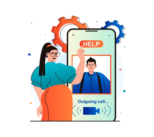 Online customer video support  Illustration