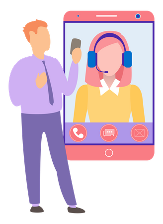 Online customer video support  Illustration