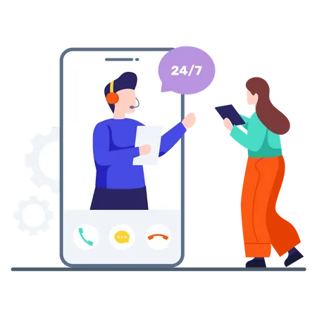 Online Customer Video Support  Illustration