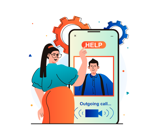 Online customer video support  イラスト