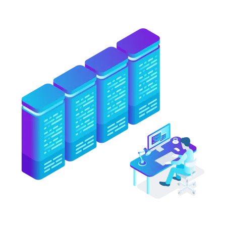 Online Data Hosting Server  Illustration