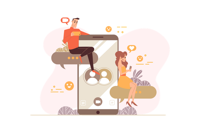 Online dating call  Illustration