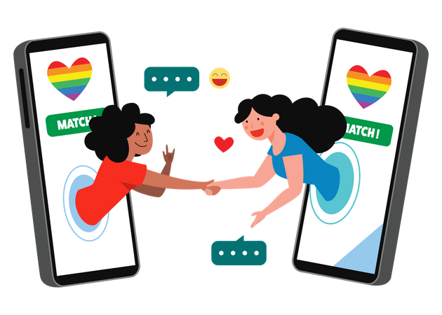Online-Dating für lesbische Paare  Illustration