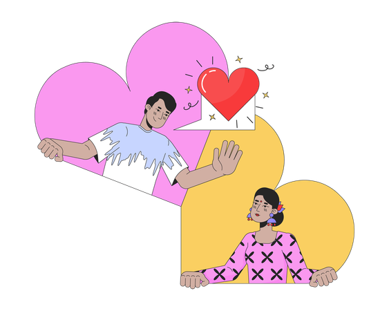 Online dating heterosexual couple  Illustration