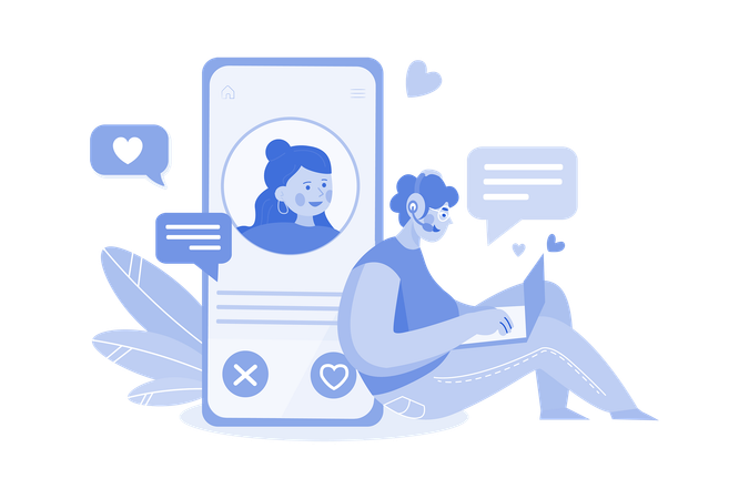 Online dating  イラスト