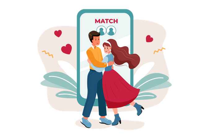 Online Dating Match Illustration