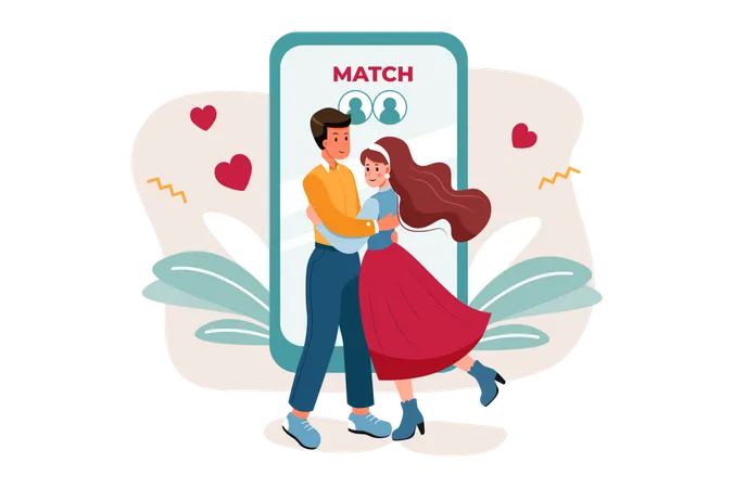 Online Dating Match Illustration