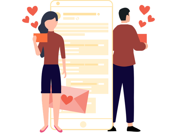 Online dating performed by employees  Illustration