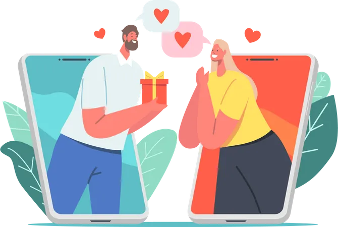 Online Dating Romance Illustration