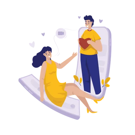 Online dating video call Illustration