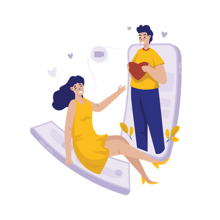 Online-Dating-Videoanruf  Illustration