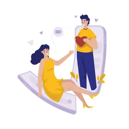 Online-Dating-Videoanruf  Illustration