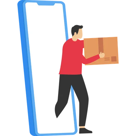 Online Delivery Concept Parcel Delivery From Smartphone Delivery Service Concept Fast And Free Delivery Concept Vector Illustration Design Illustration