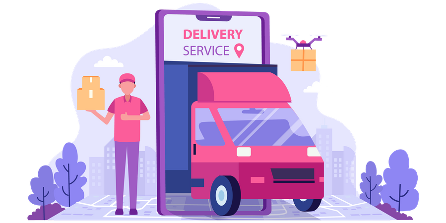 Online Delivery  Illustration