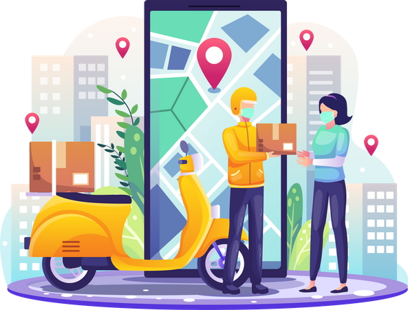 Online delivery in pandemic Illustration