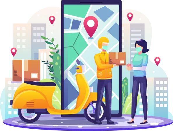 Online delivery in pandemic  Illustration
