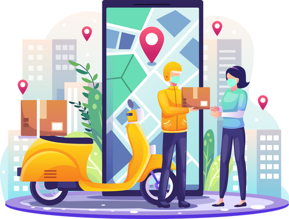Online delivery in pandemic  Illustration