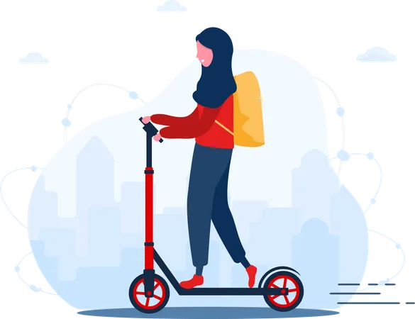 Online Delivery Service Concept Home And Office Scooter With Fast Arab Woman Courier Shipping Restaurant Food Mail And Packages Modern Vector Illustration In Flat Cartoon Style Illustration