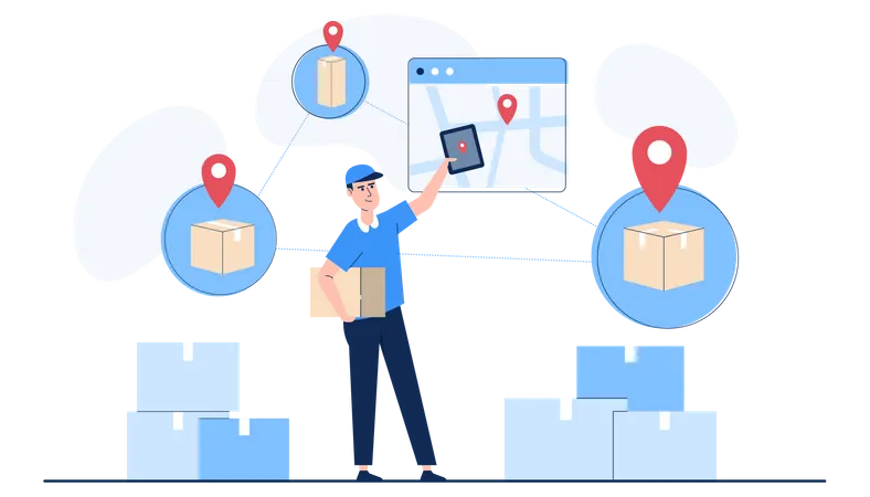 Delivery Drivers Plan Trips To Determine Delivery Routes Faster And Save On Shipping Costs In Order To Maximize Profits For The Company Vector Illutration Flat Style Illustration