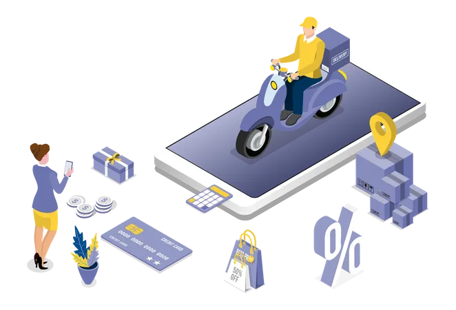 Online delivery tracking app Illustration