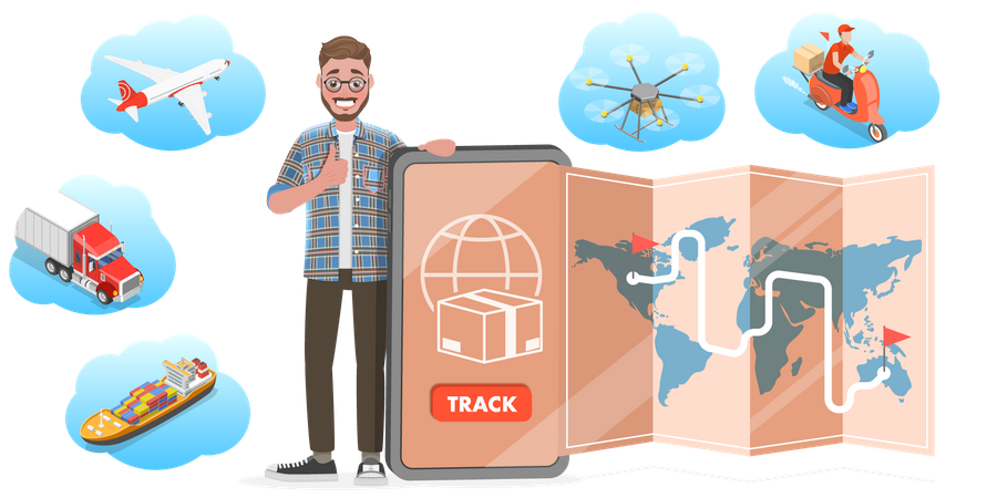 Online Delivery Tracking  Illustration