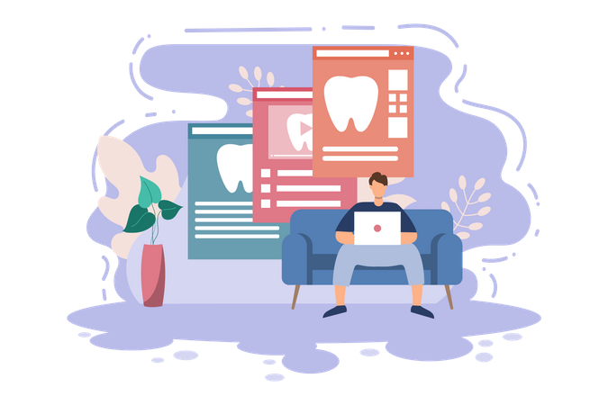 Online dental checkup  Illustration