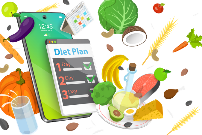 Online Diet Plan  Illustration