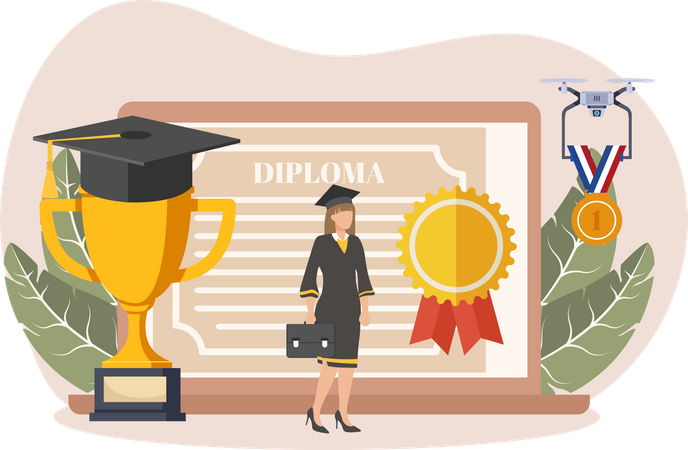 Online Diploma Illustration