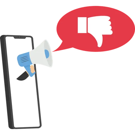 Thumb Down Pointing Negative Feedback On Internet Rating Evaluation Success Feedback Review Quality And Management Concept Illustration