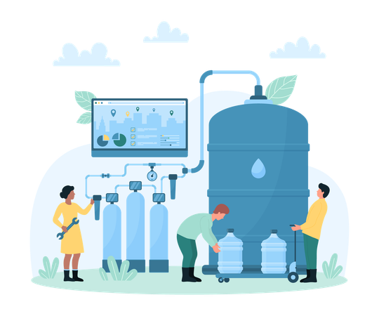 Online Distribution And Clean Water Delivery  Illustration