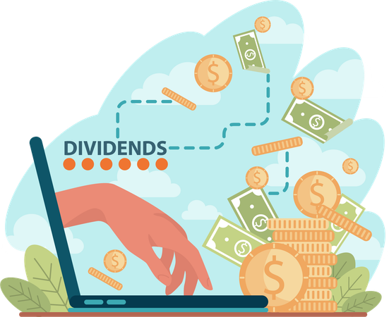 Online dividends money  Illustration