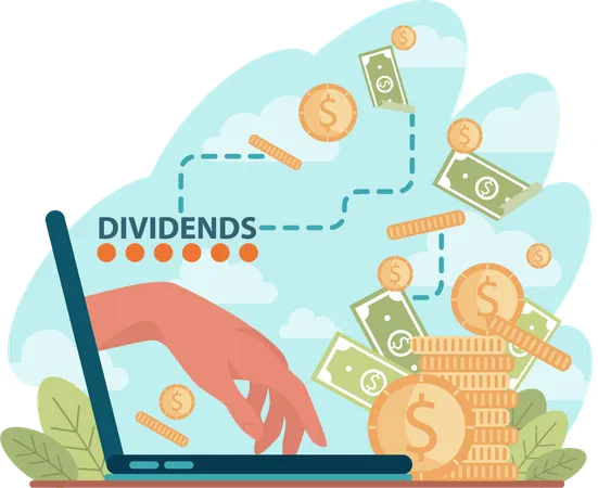 Online dividends money  Illustration