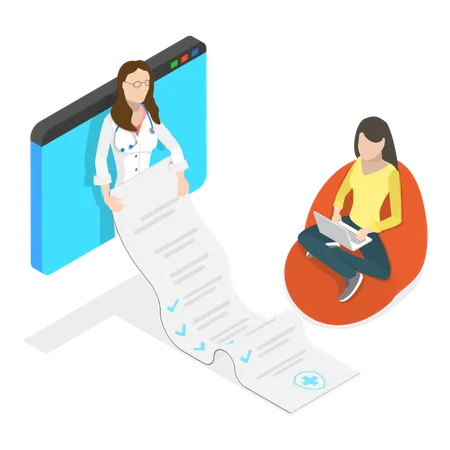 3 D Isometric Flat Vector Illustration Of Womens Health Consultation And Diagnosis Item 2 Illustration