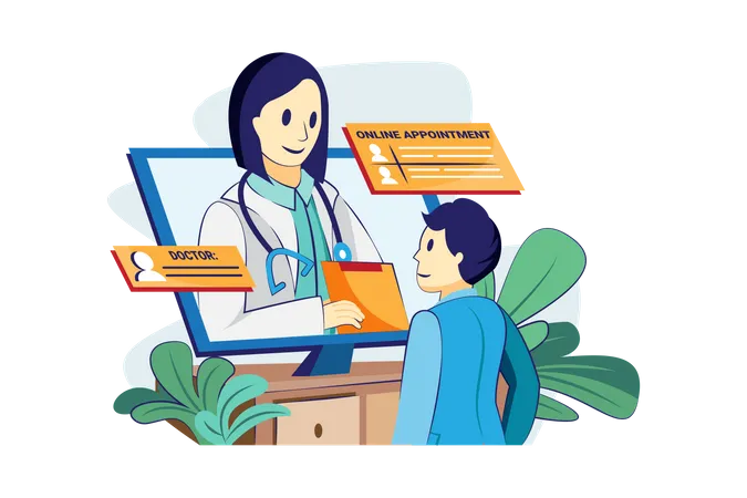 Online doctor appointment Illustration