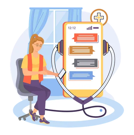 Online doctor chatting service Illustration