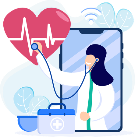 Online doctor checkup  Illustration