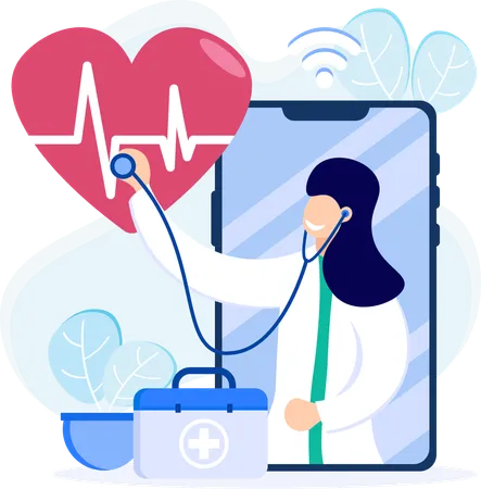 Online doctor checkup  Illustration