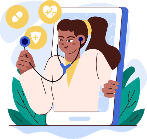 Online doctor checkup  Illustration