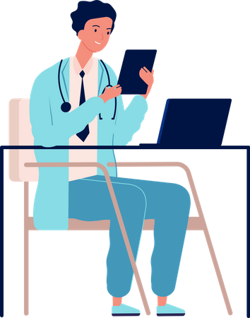 Online doctor consultant on tablet Illustration